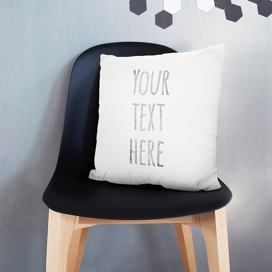 your text here cushion cover hand printed with vintage tecnique