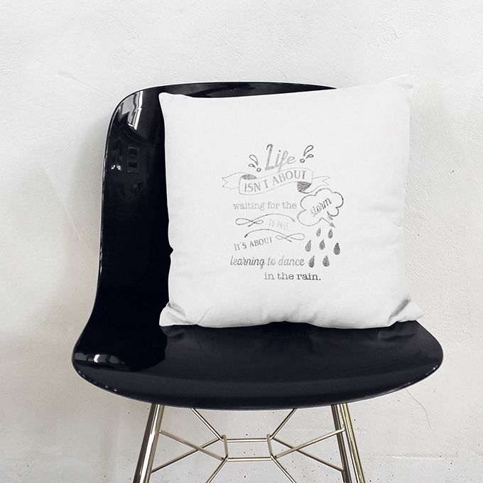 Life-quote as new years resolution hand printed on quality cushion in vintage hipster style by my home and yours