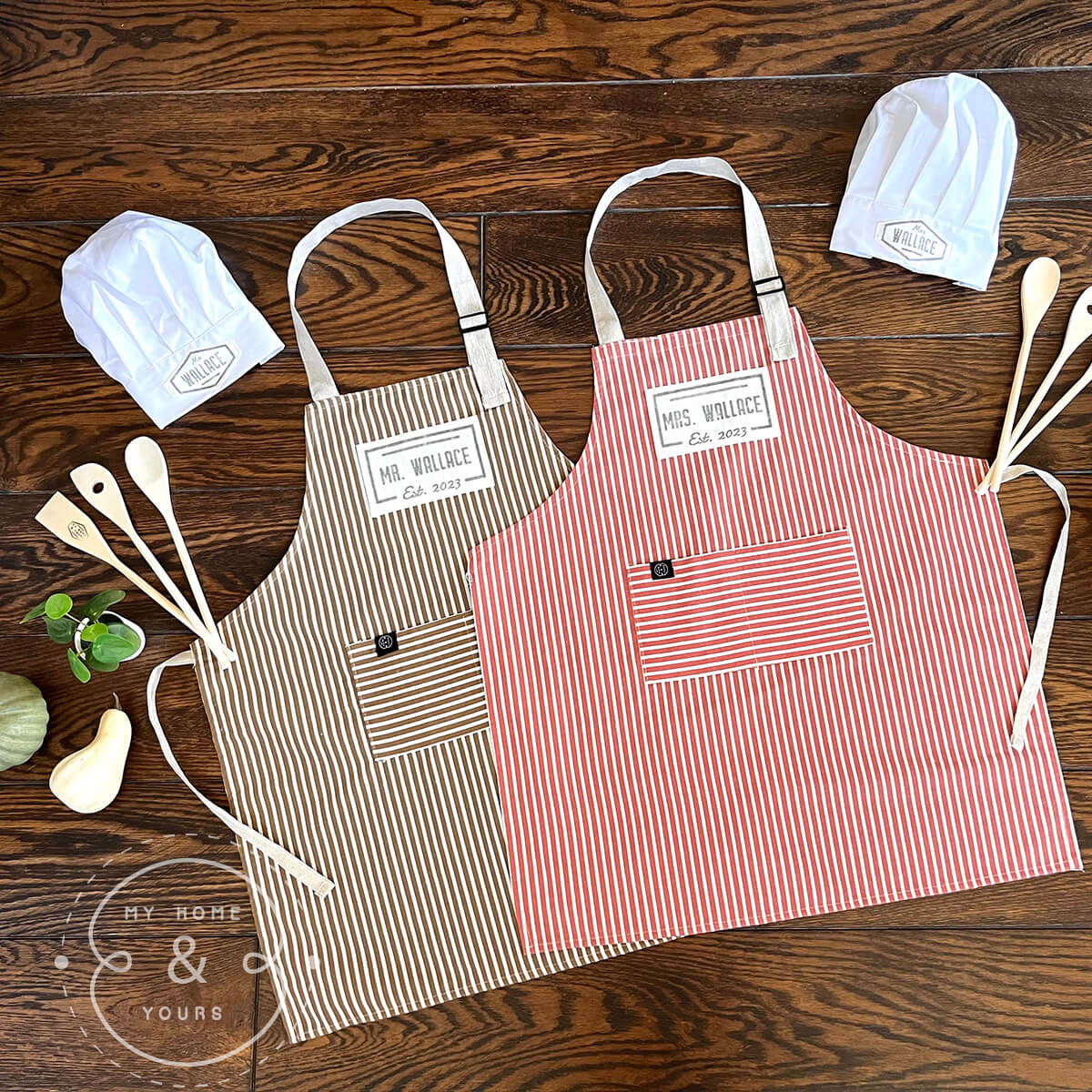 unique custom quality aprons for couples as anniversary or wedding gifts