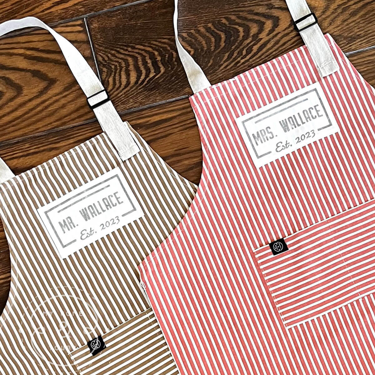 unique custom quality aprons for couples as anniversary or wedding gifts