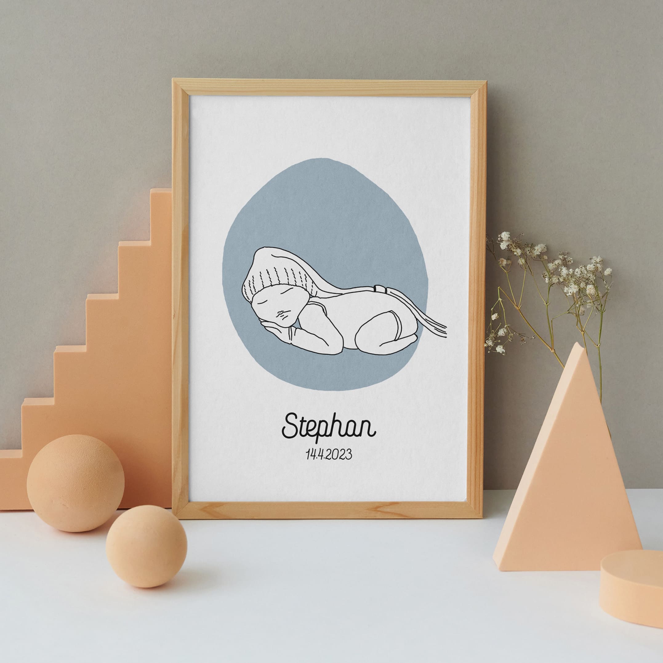 02 sleeping baby shapes framed