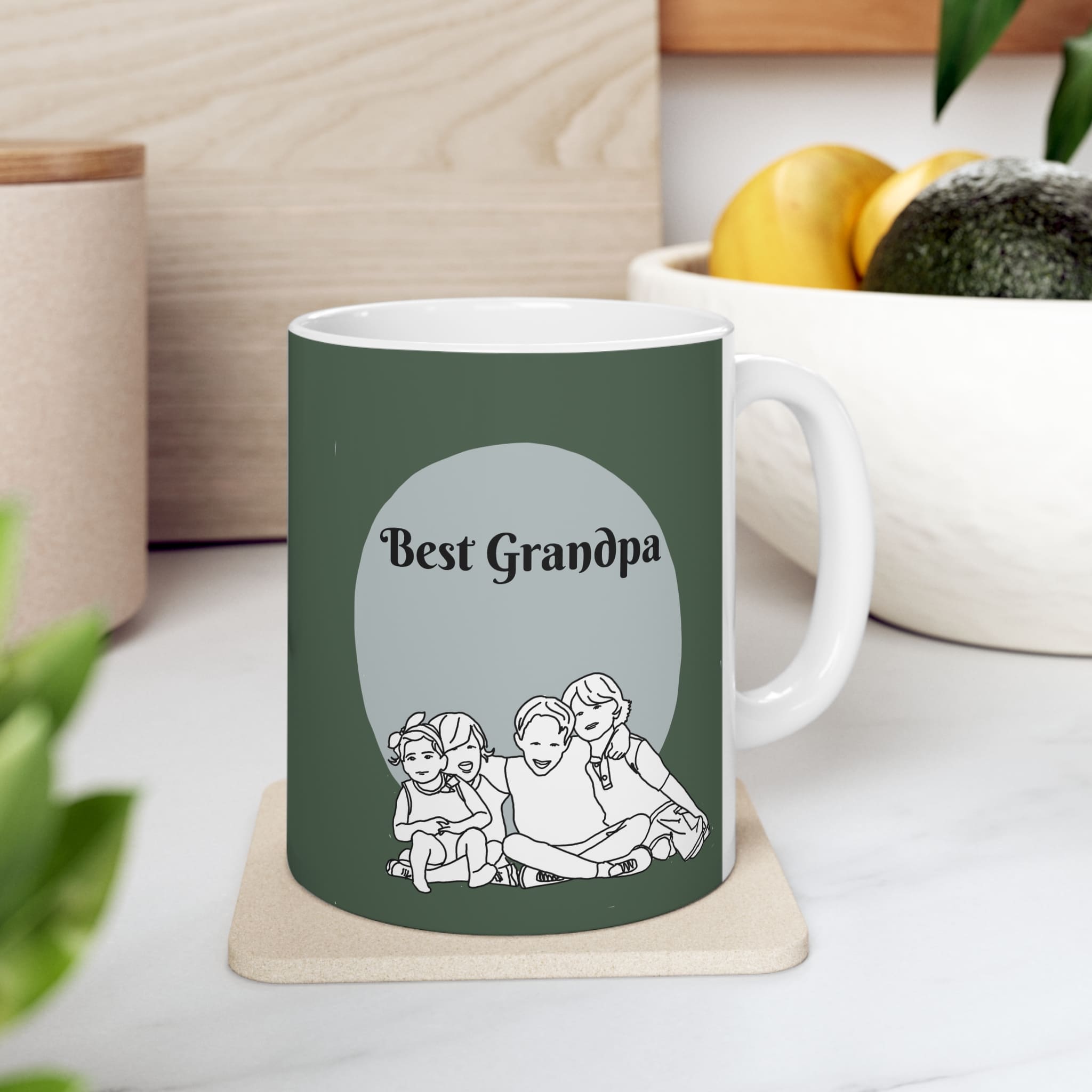 Best grandpa custom line art portrait mug of grand kids ideal grandads gift scene