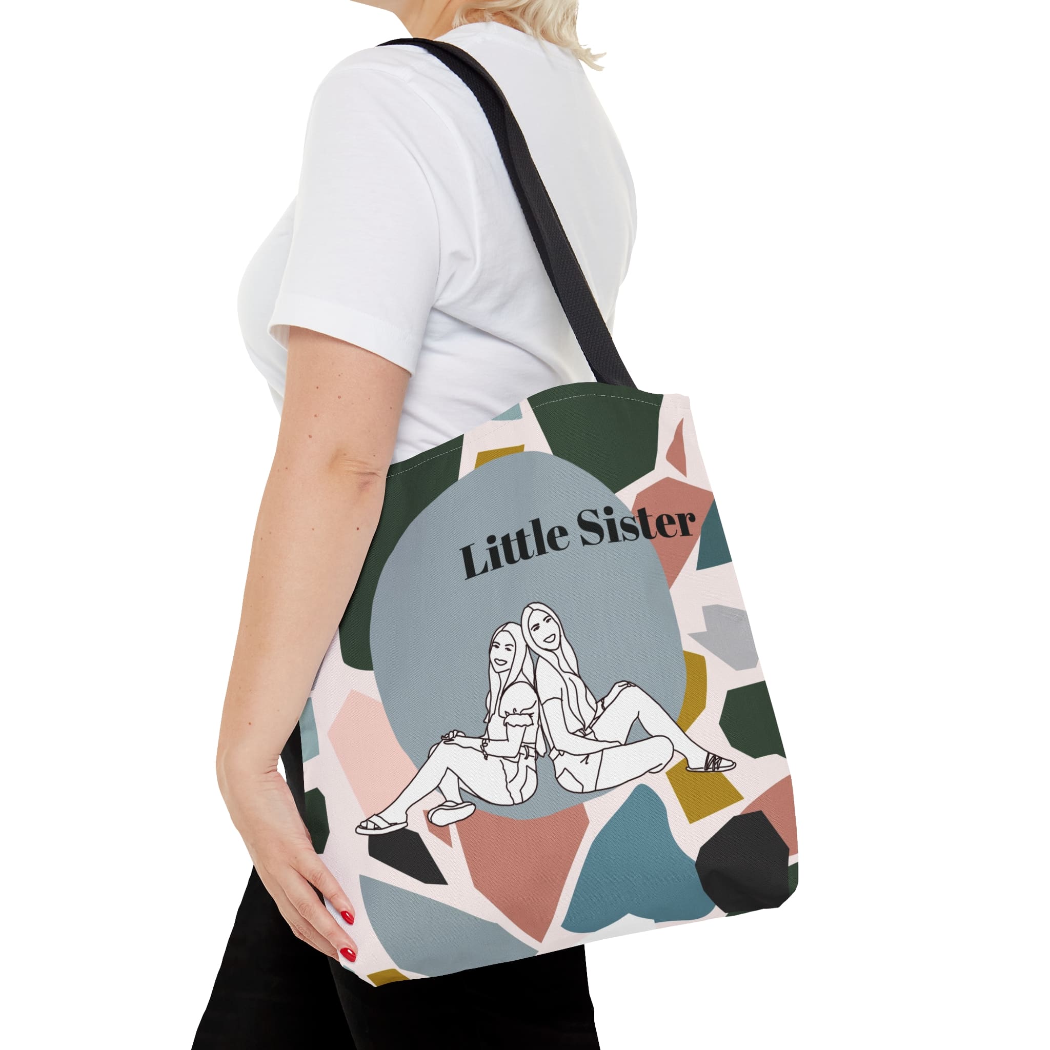 Little sister tote bag mock up medium big terrazzo