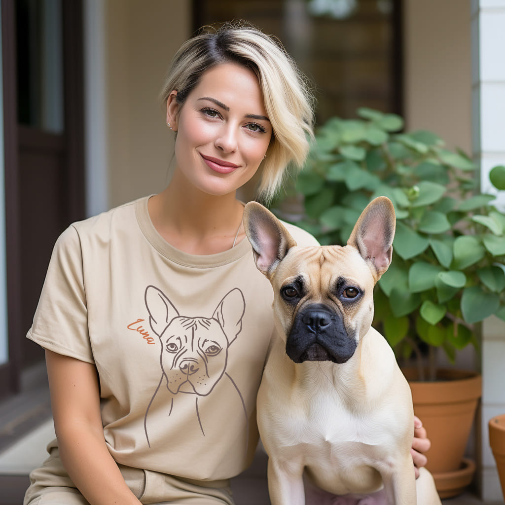 dog portrait shirt with custom line art from your photo add text for free