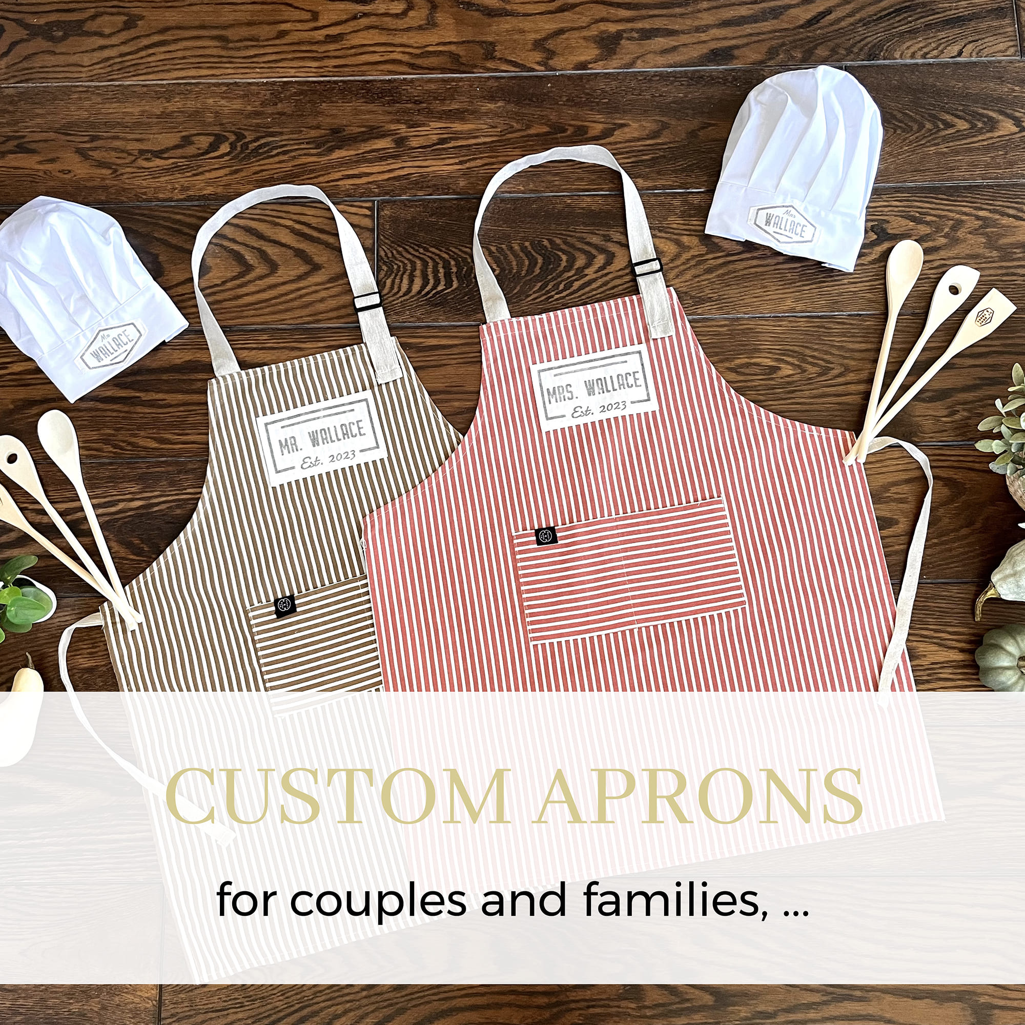 my home and yours custom aprons for couple and families