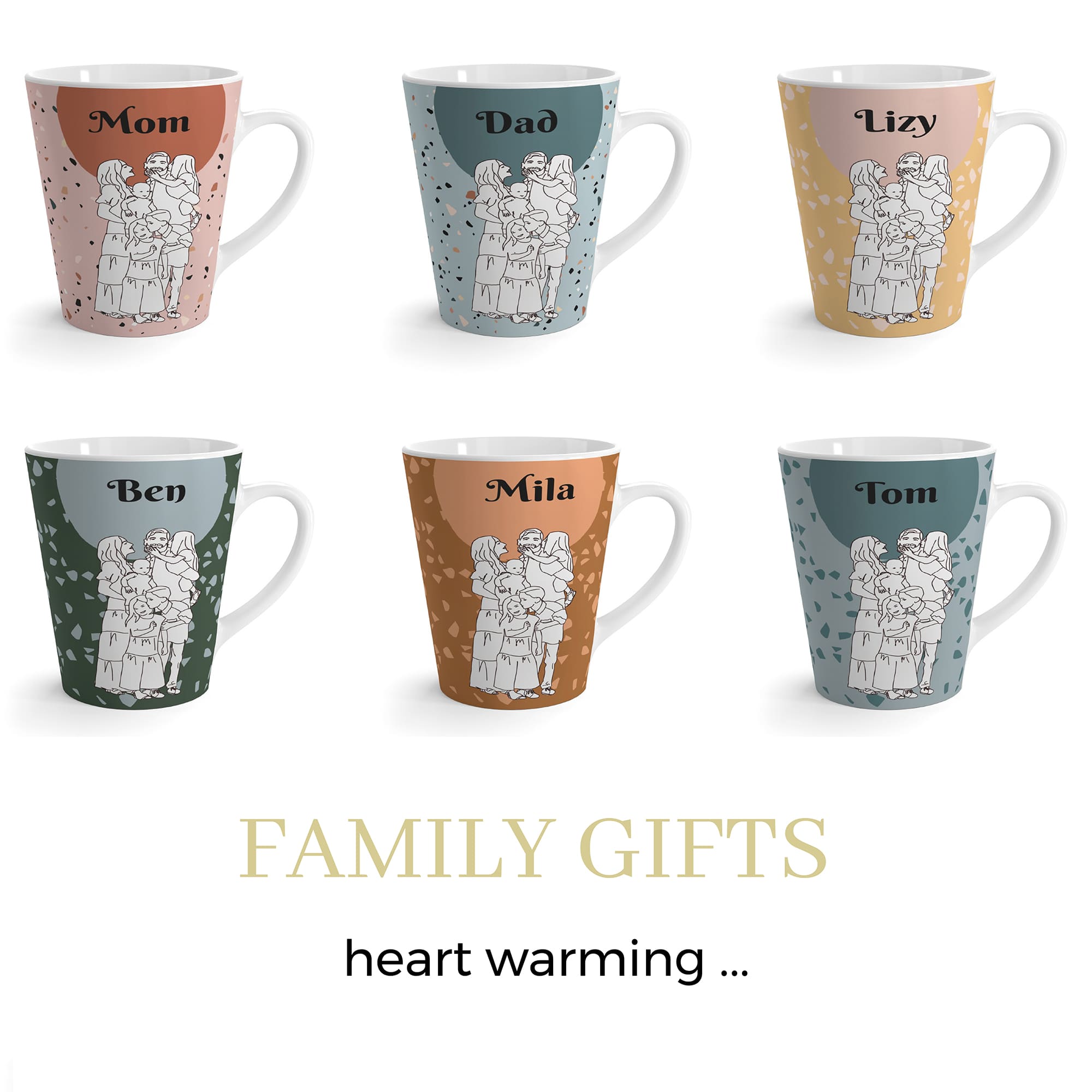 my home and yours custom gifts for families with line portrait illustrations