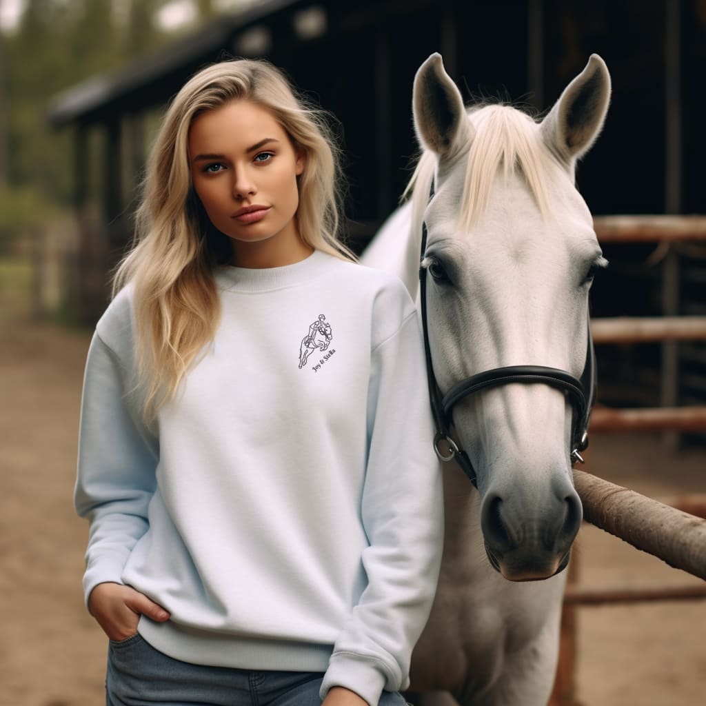 perfect horse lover gift custom drawing from photo on sweatshirt in all sizes and many colors
