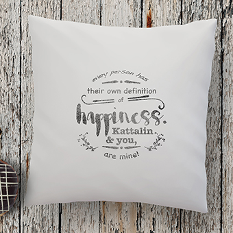 definition of happiness pillow with custom names