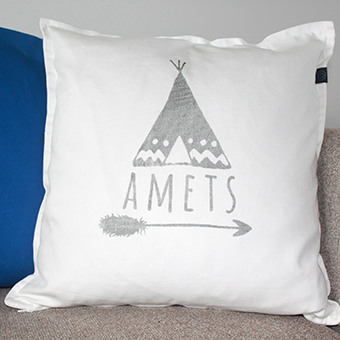 name cushion with tent and arrow ideal kids gift