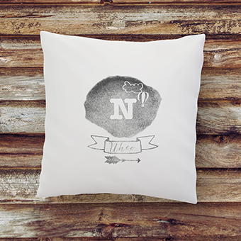 boys name cushion with balloon and monogram