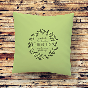 custom text cushion with wreath illustration