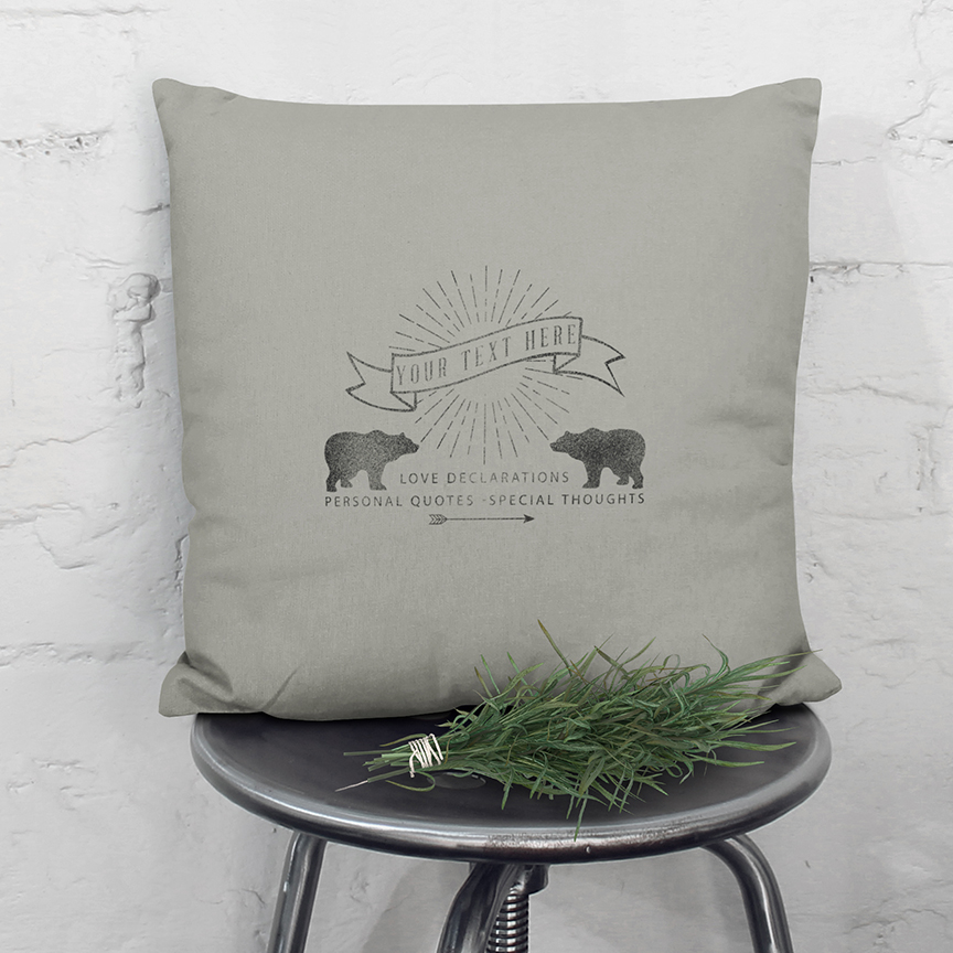 custom text cushion vintage style with bears ideal for gays