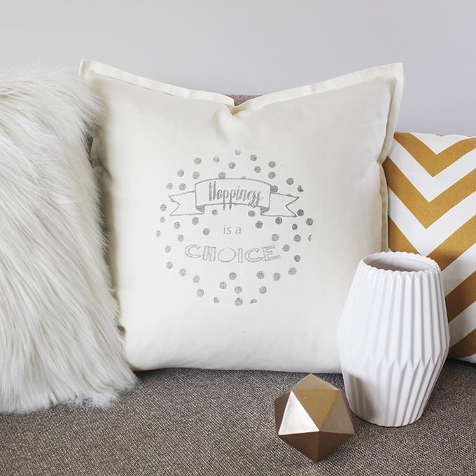 happiness-is-a-choice-hand printed quote cushion by my home and yours